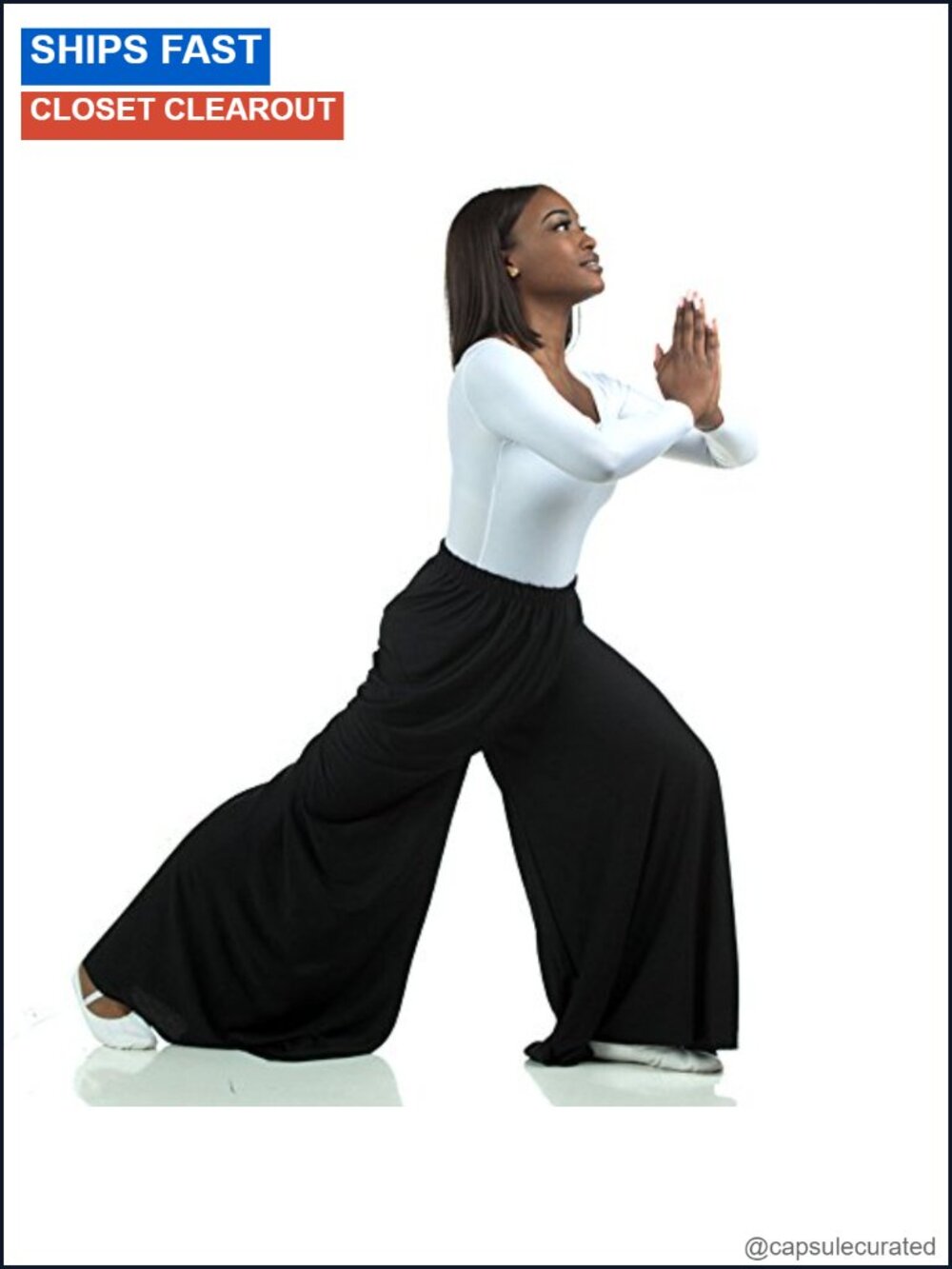 Danzcue Palazzo Pants Wide Leg High Rise Elastic Waist Dance